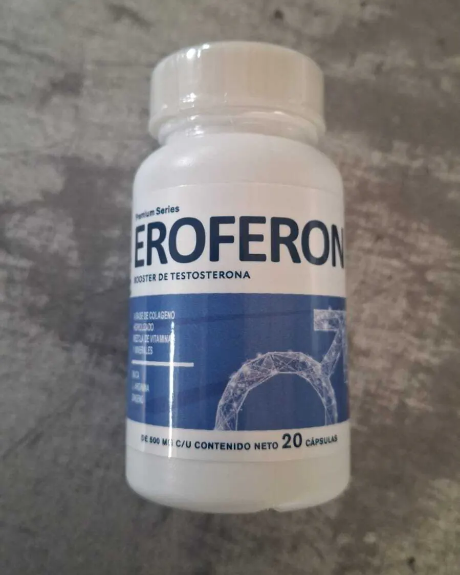 Frente del frasco de Eroferon: Premium Series, Booster de testosterona, contenido neto 20 cápsulas
